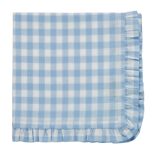Blue Gingham Ruffled Dinner Napkin - Set of 4