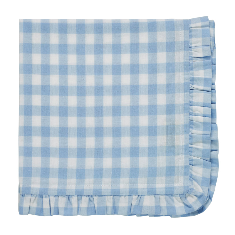 Blue Gingham Ruffled Dinner Napkin - Set of 4