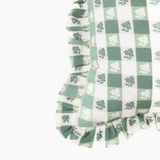 Virginia Stripe Green Ruffled Lumbar Pillow