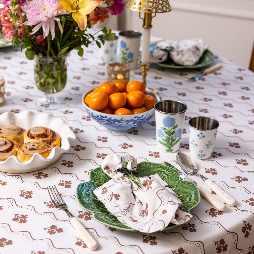 Beatrice Chocolate Ruffled Napkins Set 4
