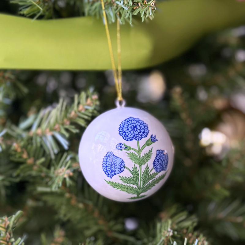 Blue Poppy Christmas Ornament, Set of 3