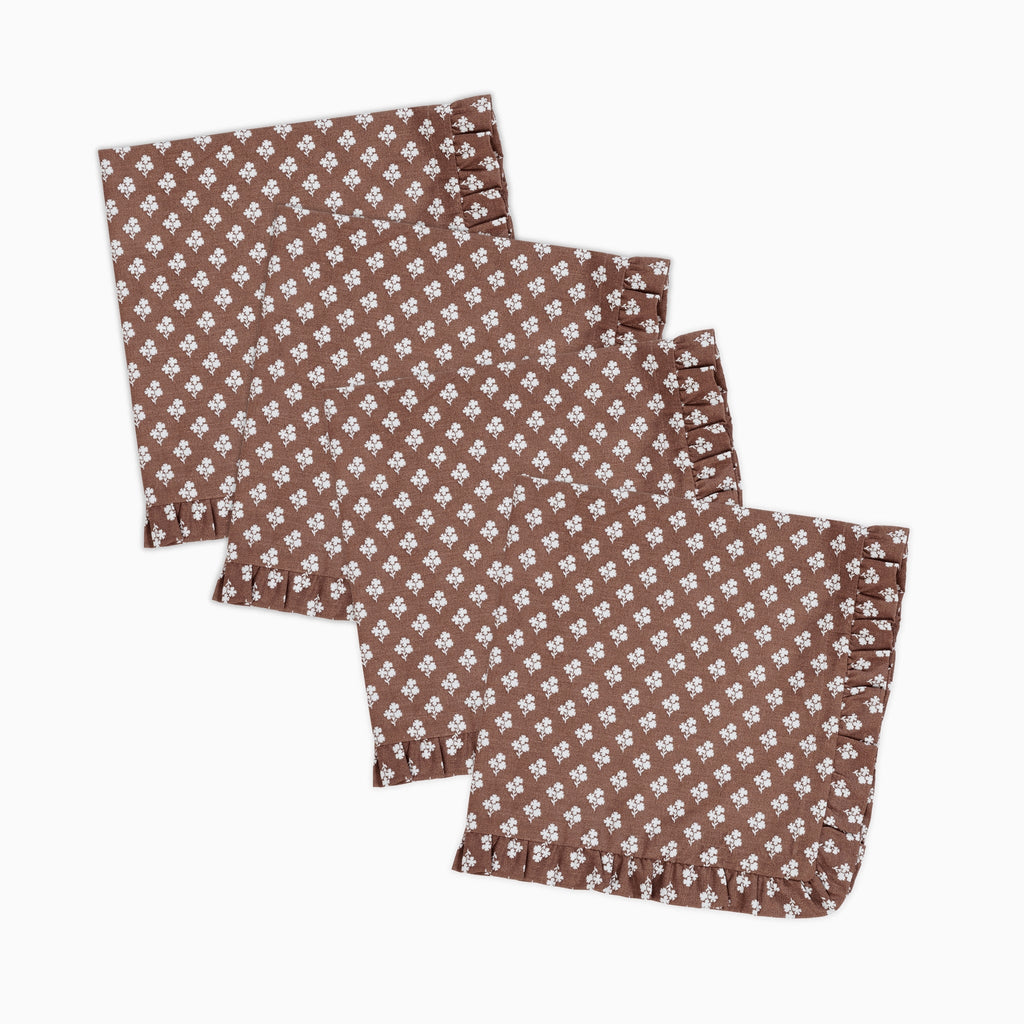 Trudie Constance Chocolate Ruffled Dinner Napkins - Set of 4 Quality Report