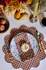 Trudie Constance Chocolate Wavy Quilted Placemat styled on a fall table