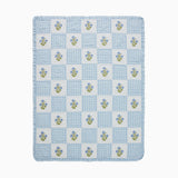 Trudie Dorothy Blue Embroidered Quilted Throw Blanket