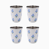 Trudie Floral Blue Short Enamelware Tumblers - Set of 4 image of set