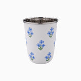 Blue Floral Short Enamelware Tumbler - Set of 4