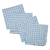 Trudie Gingham Blue Ruffled Dinner Napkins - Set of 4