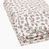 Mildred Floral Cream 120" Round Ruffled Tablecloth - Trudie