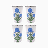 Blue Poppy Tall Enamelware Tumbler - Set of 4