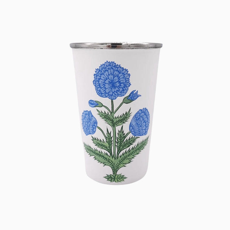 Blue Poppy Tall Enamelware Tumbler - Set of 4