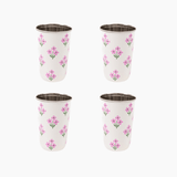 Pink Floral Tall Enamelware Tumblers - Set of 4 - Trudie