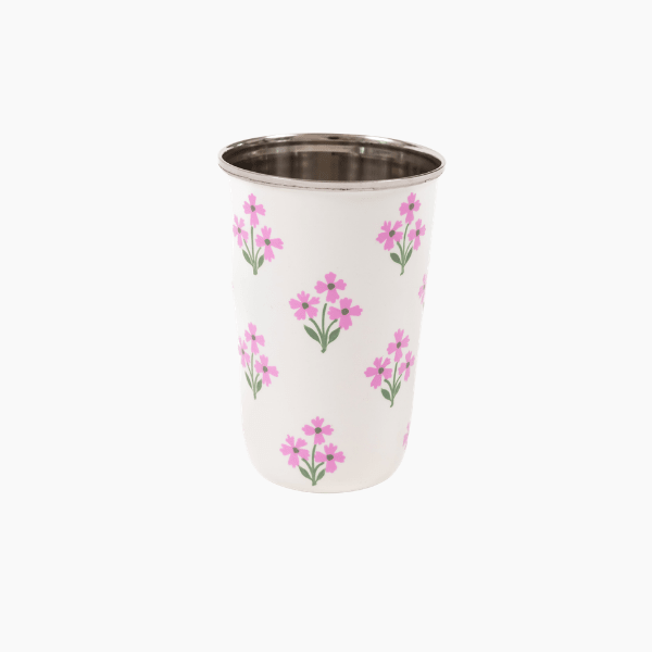Floral Tall Enamelware Tumblers Set 4
