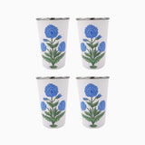 Trudie Poppy Blue Tall Enamelware Tumblers - Set of 4 up close