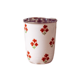 Trudie Red Floral Short Enamelware Tumblers - Set of 4 up close image