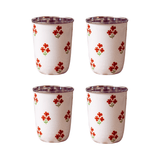 Trudie Red Floral Short Enamelware Tumblers - Set of 4