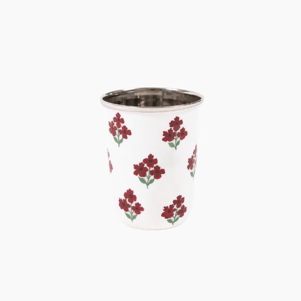 Floral Short Enamelware Tumblers Set 4