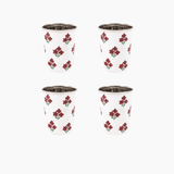 Red Floral Short Enamelware Tumblers - Set of 4 - Trudie
