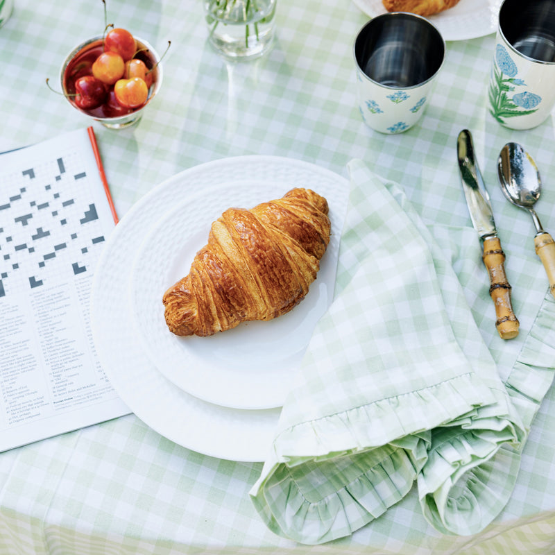 Green Gingham Ruffled Dinner Napkin - Set of 4