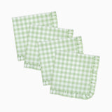 Green Gingham Ruffled Dinner Napkin - Set of 4