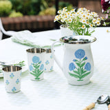 Blue Poppy Tall Enamelware Tumbler - Set of 4