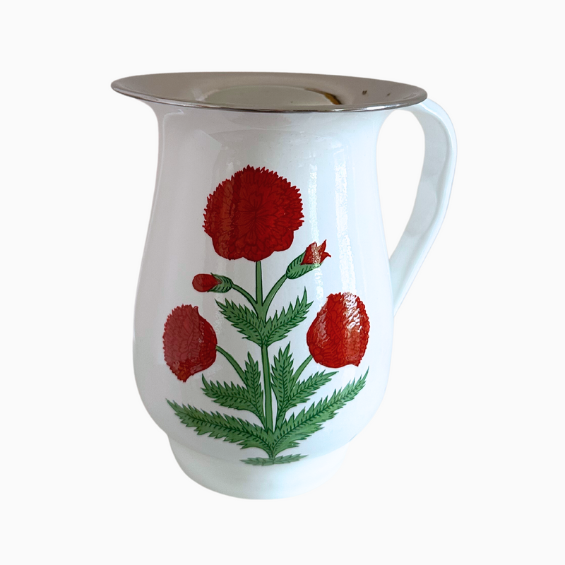 Red Poppy Enamelware Pitcher