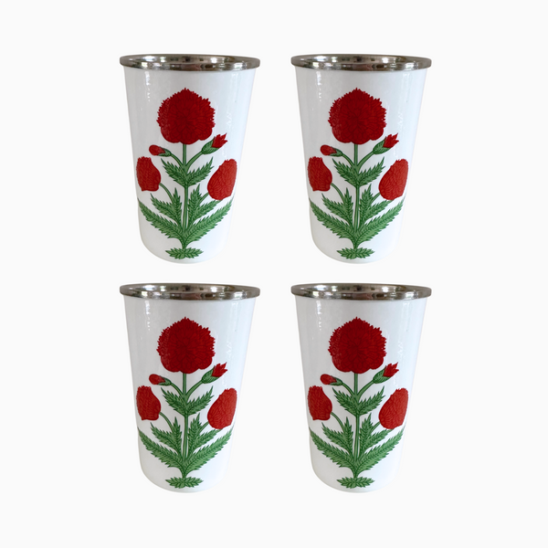 Red Poppy Tall Enamelware Tumbler - Set of 4