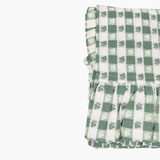 Virginia Stripe Green Ruffled Rectangle Tablecloth - Trudie