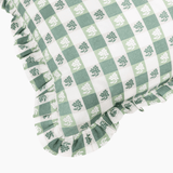 Virginia Stripe Green Ruffled Throw Pillow - Trudie